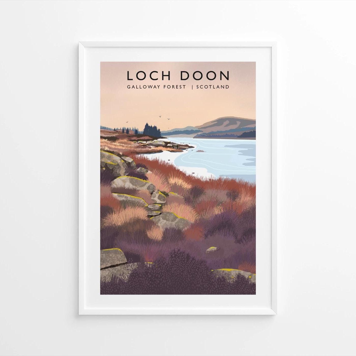 Loch Doon, Travel Poster, Scottish Landscape, Galloway Forest, Wall Art, Home Office Art, Quality Giclee Art Print signed by the Artist