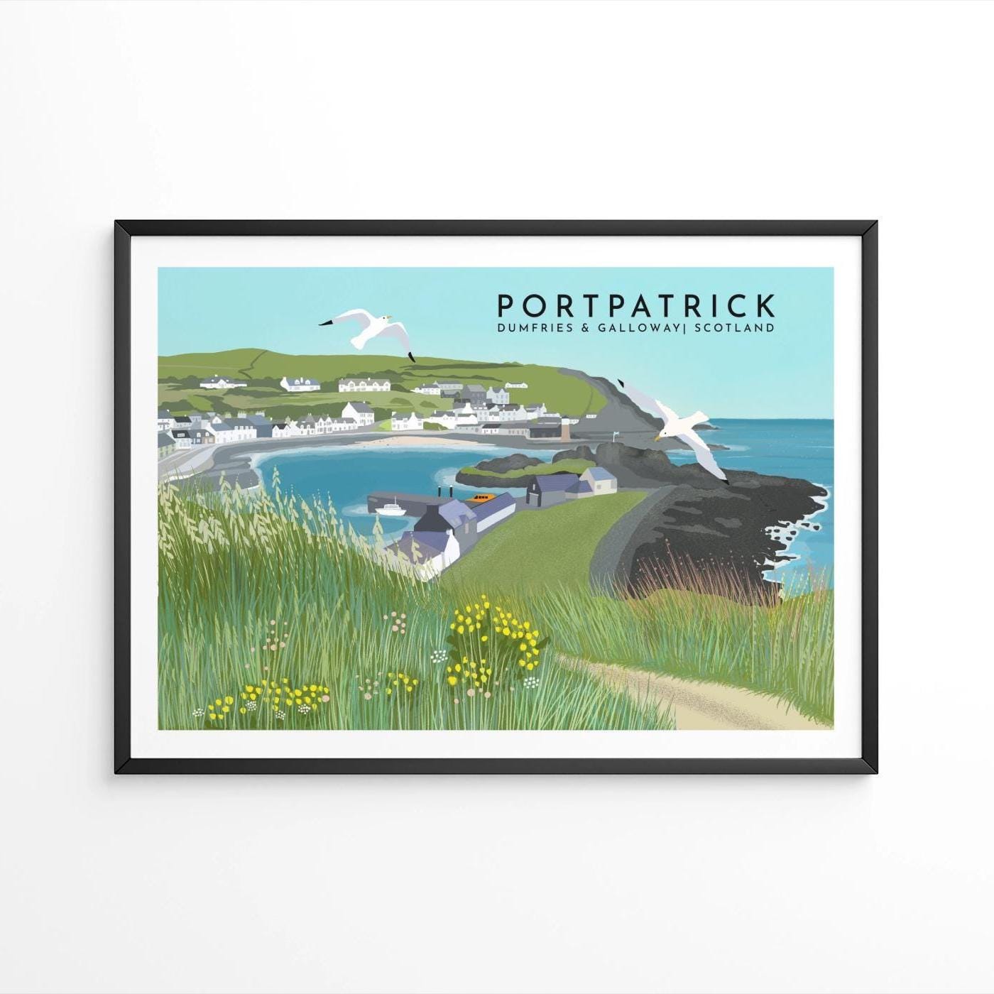 Portpatrick, Dumfries & Galloway - Scottish Travel Poster - A5, A4, A3, A2, A1 - Print only or Framed
