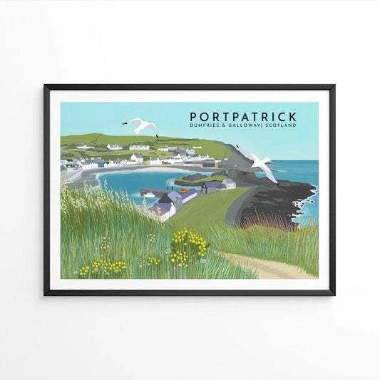 Portpatrick, Travel Poster, Scottish Landscape, Seaside Print, Wall Art, Home Office Art, Quality Giclee Art Print signed by the Artist