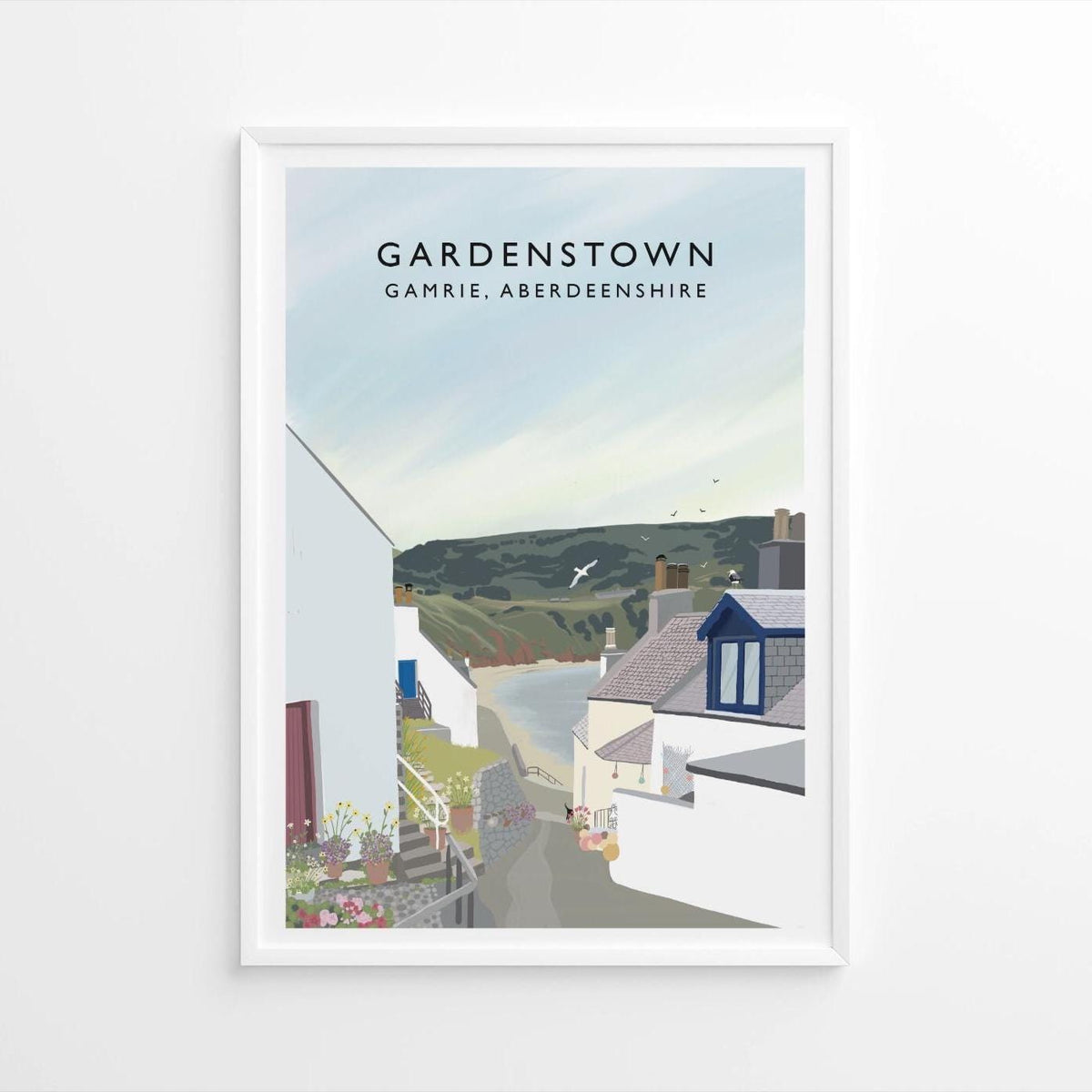 Gardenstown, Aberdeenshire, Travel Poster - A5, A4, A3, A2 - Print only or Framed