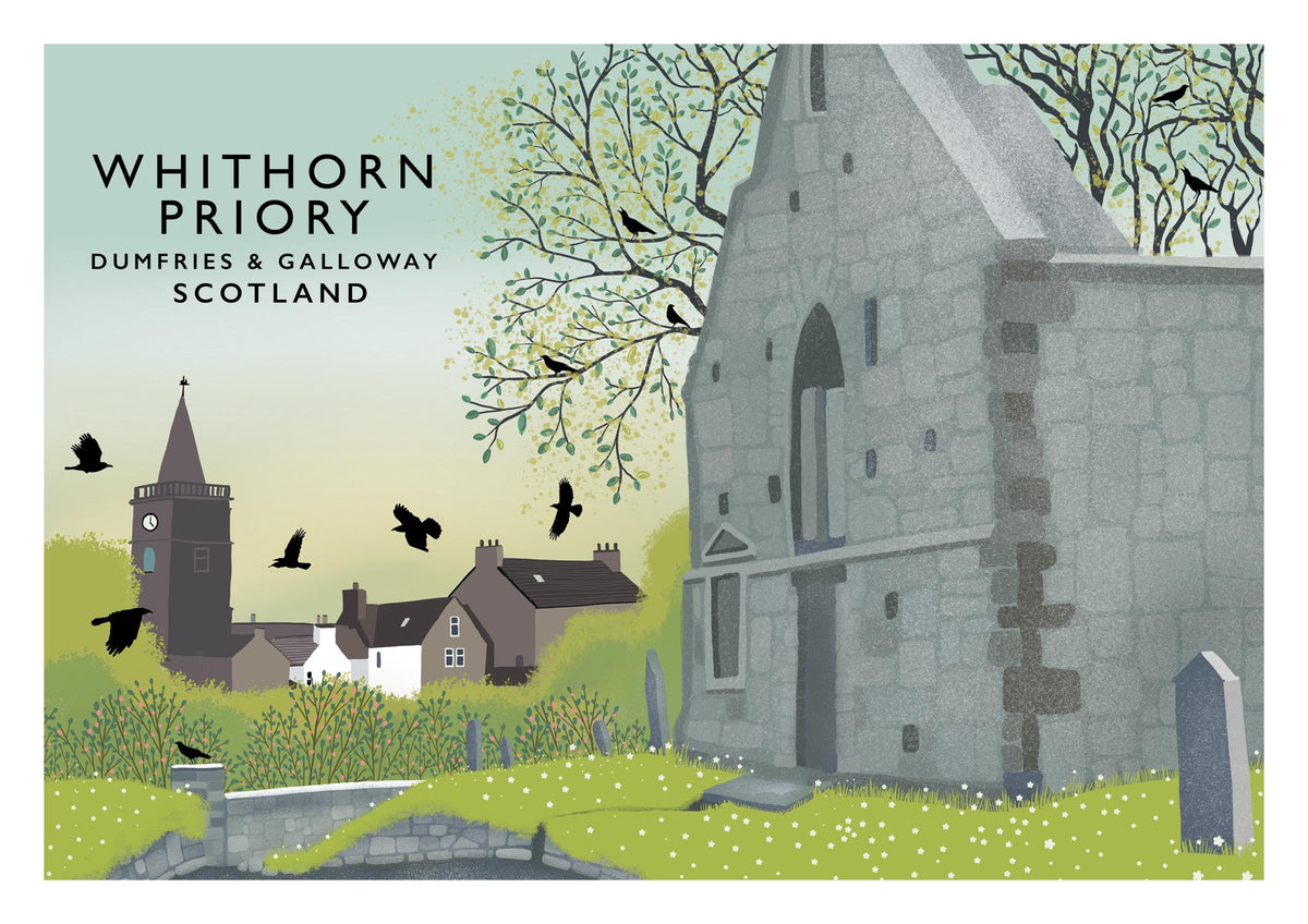 Whithorn Priory Art Print, Scottish Travel Poster, Dumfries & Galloway