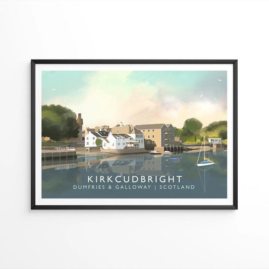 Kirkcudbright Harbour Art Print: Signed Scottish Travel Poster