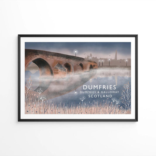 Devorgilla Bridge Dumfries | Scottish Travel Poster | Signed by artist | Giclee Art print | Dumfries print