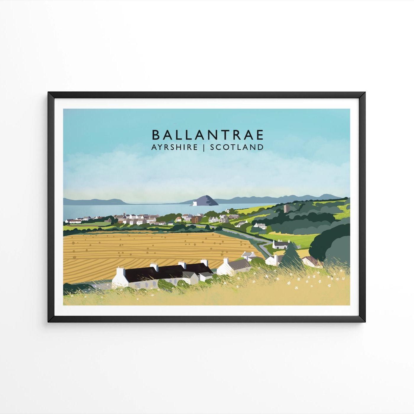 Ballantrae, Ayrshire | Scottish Travel Poster, Signed by artist, Giclee Art print, South West Scotland featuring Ailsa Craig