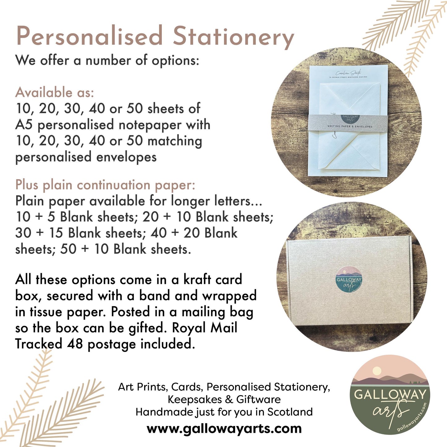 Personalised Colourful Flower Monogram Stationery Set. Thick A5 Writing paper and matching printed envelopes. Grey, Pink or Almond paper.
