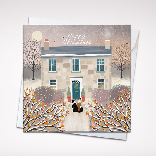 Carol Singers Christmas Card, Border Collie winter scene. Perfect card for dog lovers. Can be personalised.