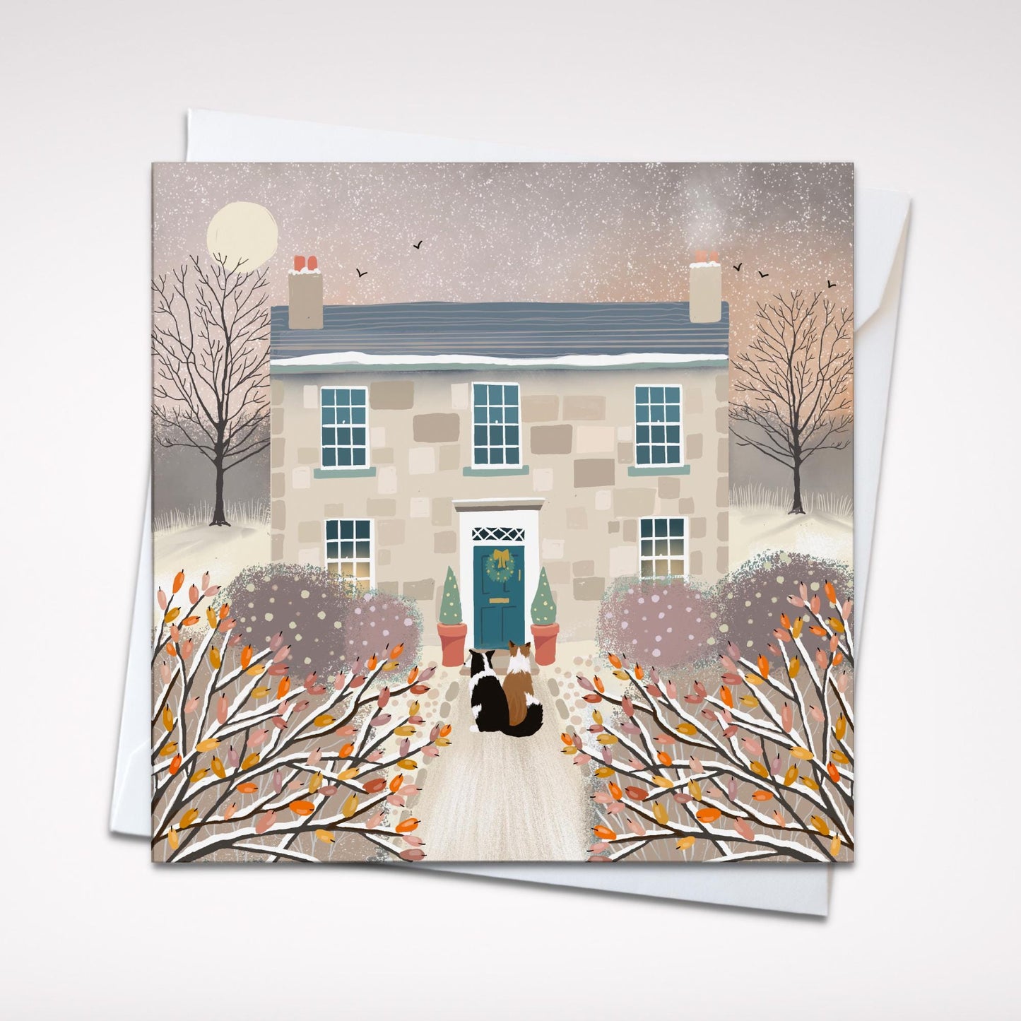 Carol Singers Christmas Card, Border Collie winter scene. Perfect card for dog lovers. Can be personalised.