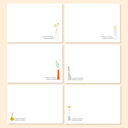 Personalised Cream Correspondence Cards and envelopes. Perfect for handwritten notes. Available with a gift box. Six designs to choose from.