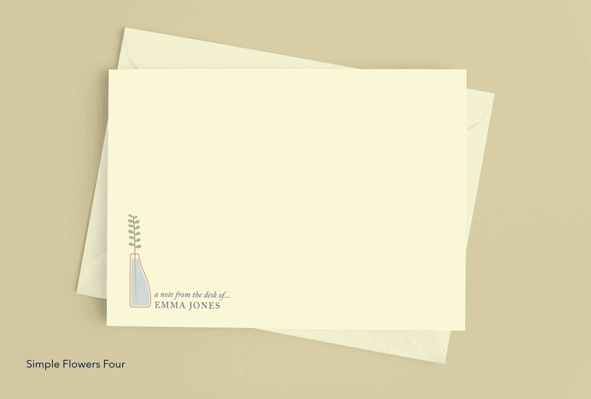 Personalised Cream Correspondence Cards and envelopes. Perfect for handwritten notes. Available with a gift box. Six designs to choose from.