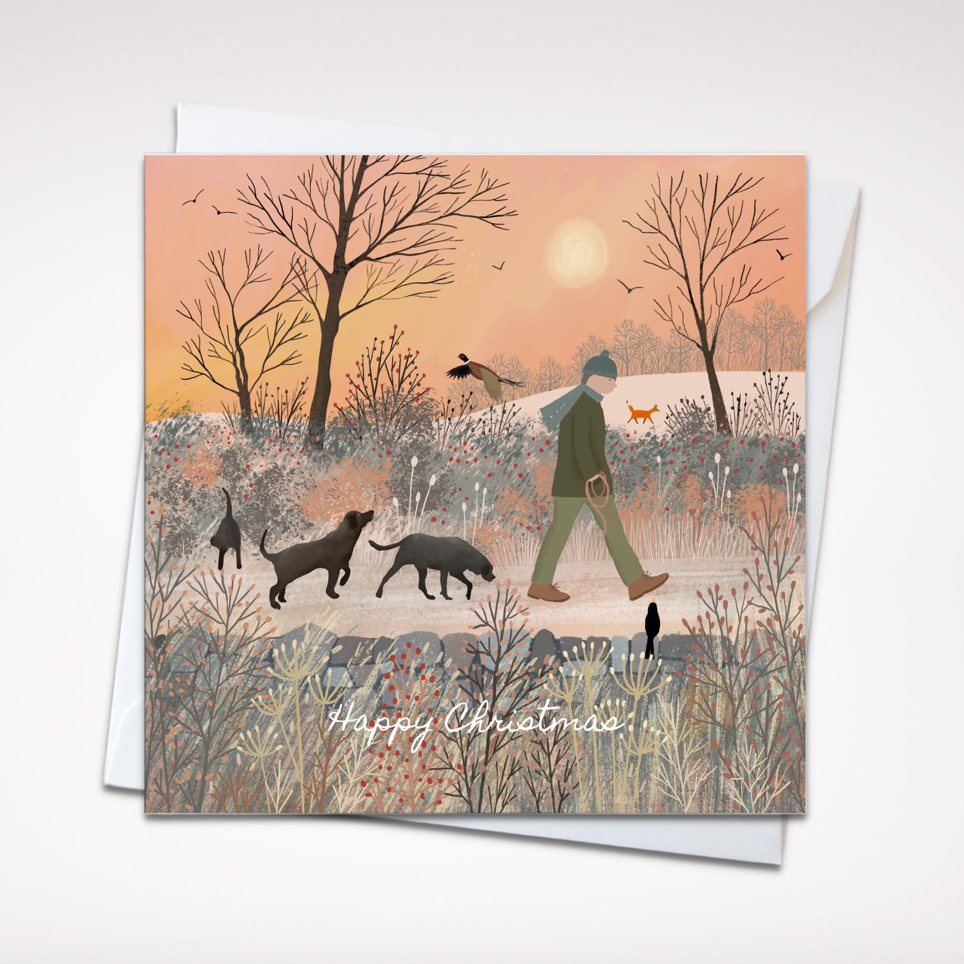 Labrador Lovers Christmas Card, Perfect card for dog lovers. Winter Walk.