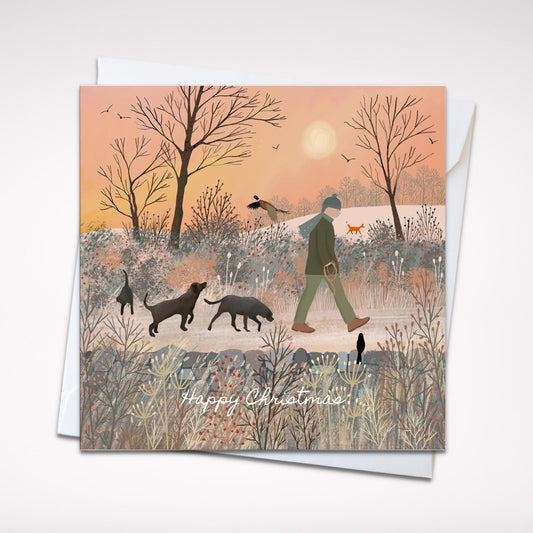 Labrador Lovers Christmas Card, Perfect card for dog lovers. Winter Walk.