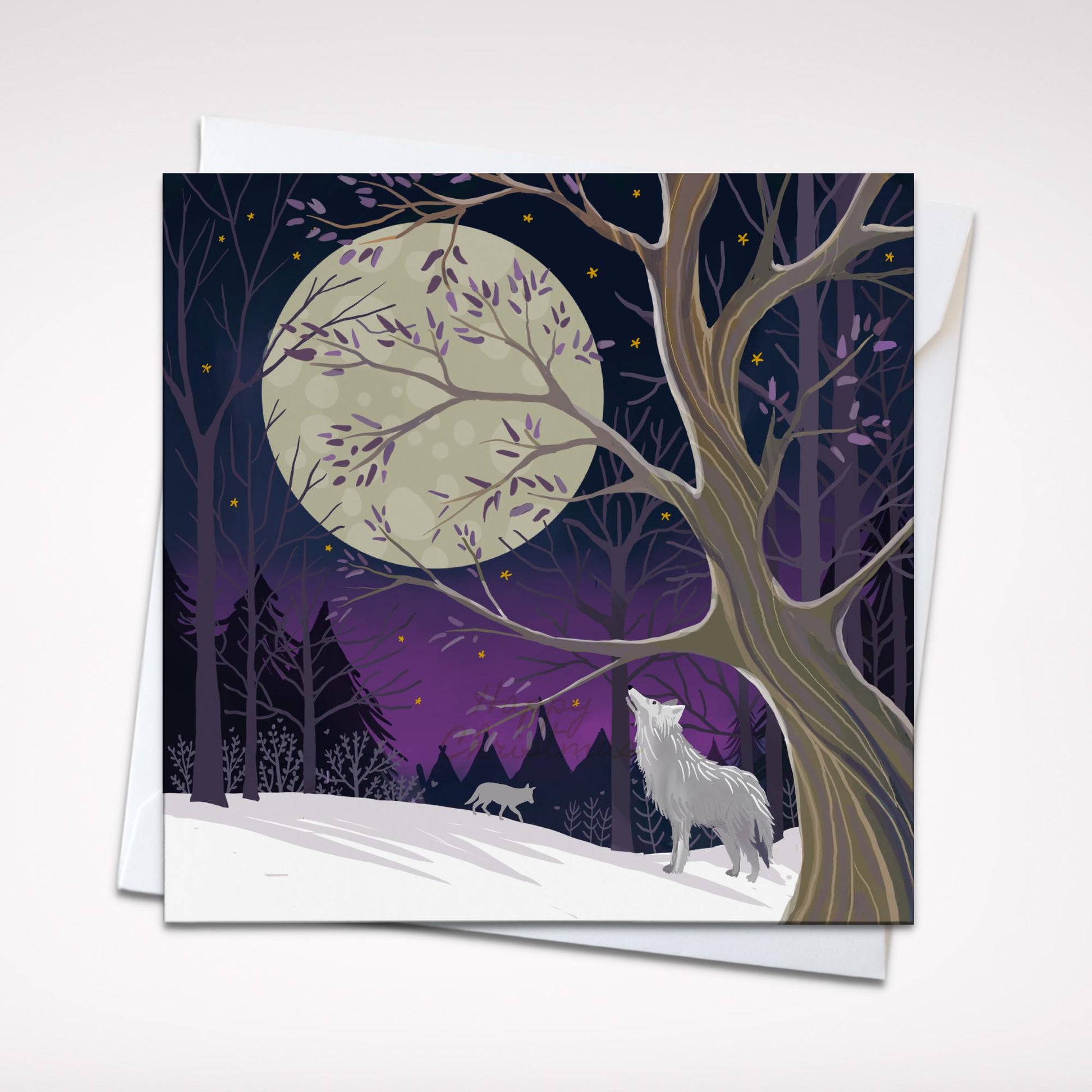 Snowy Wolf Christmas Card