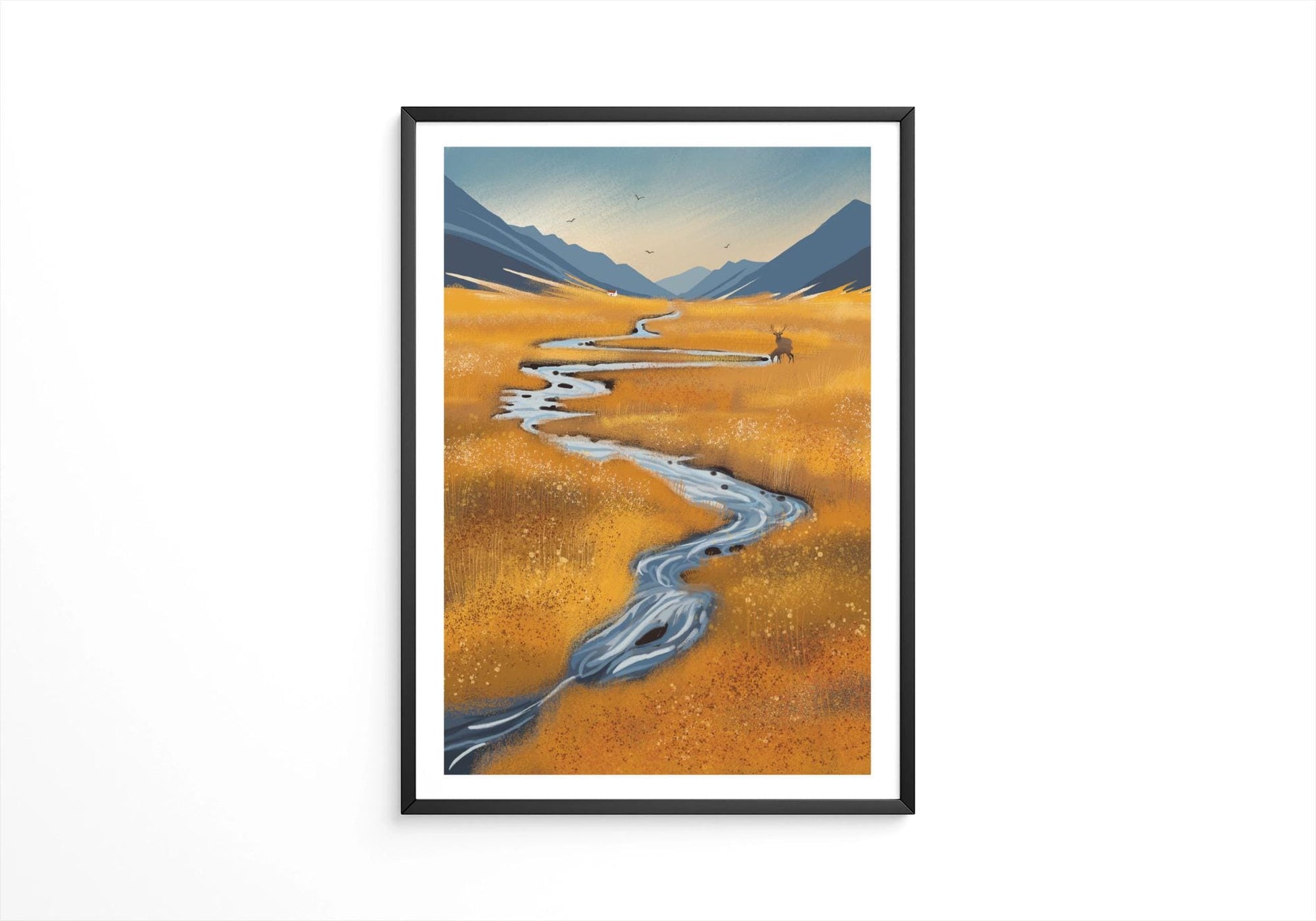 Autumn Glen Art Print. Warm and cozy art. Scottish Highland landscape. Original art. Print only or Framed