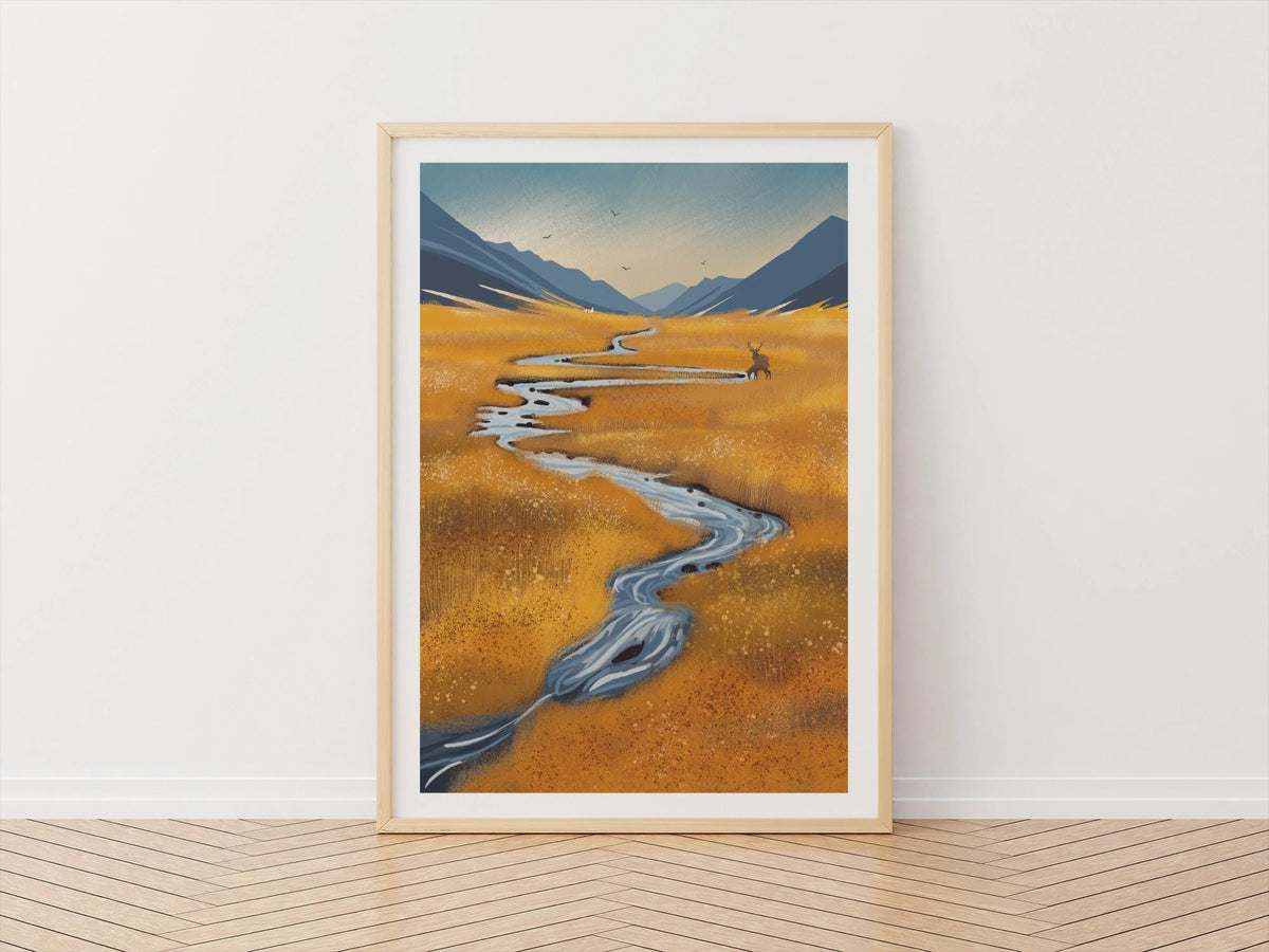 Scottish Highlands Art Print, Autumn Glen Landscape