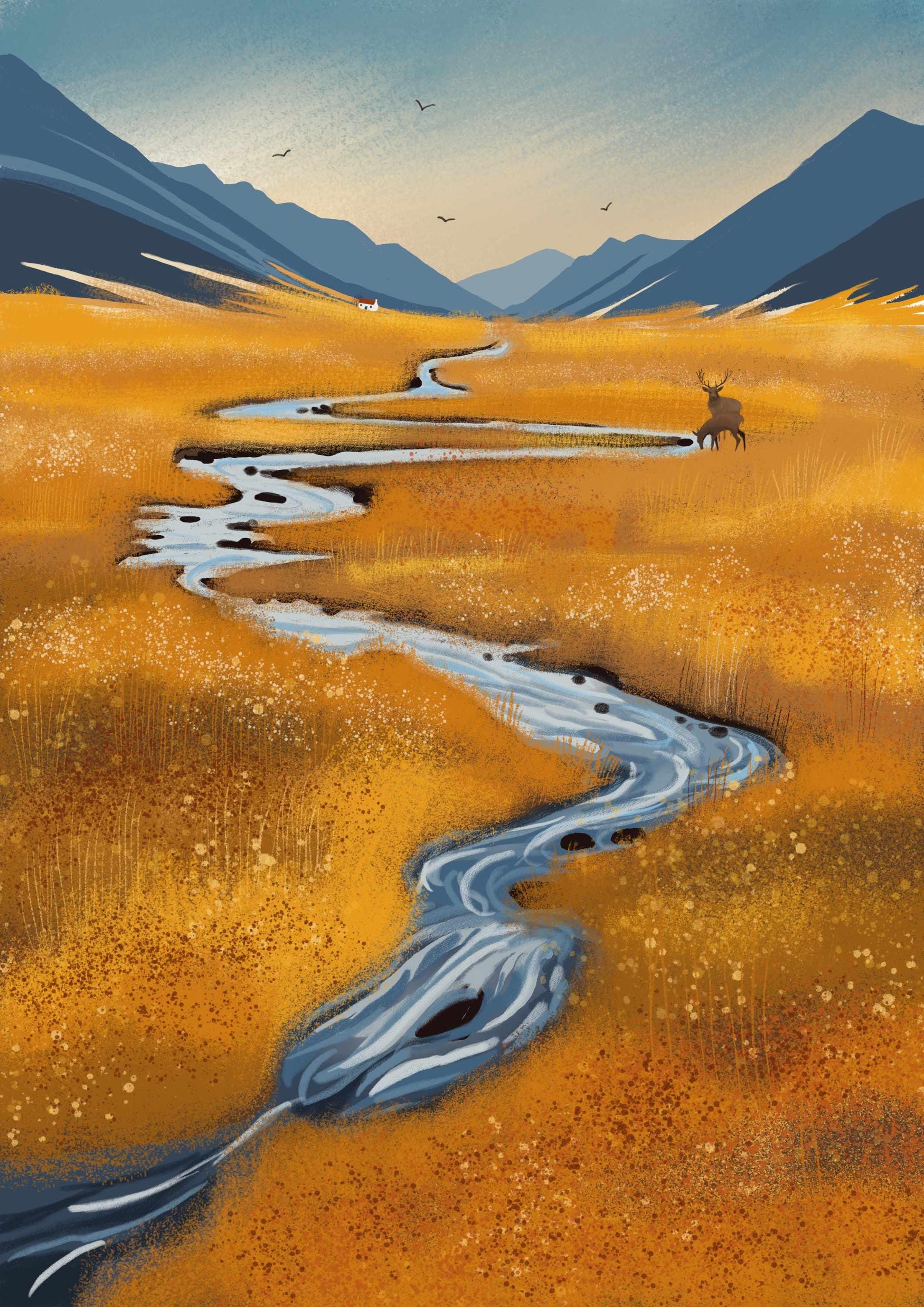 Autumn Glen greetings card. Scottish Highland Landscape card.
