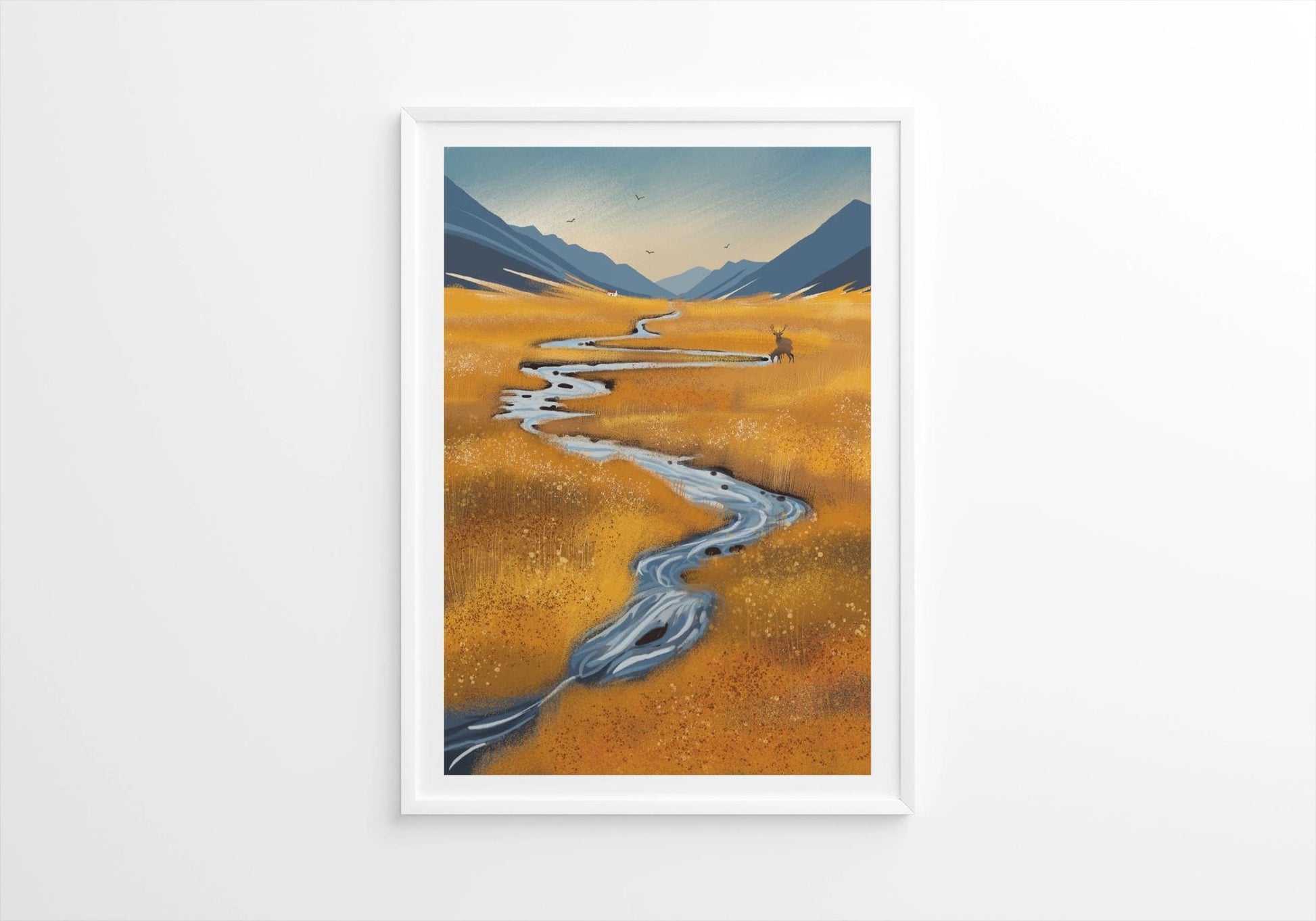 Autumn Glen Art Print. Warm and cozy art. Scottish Highland landscape. Original art. Print only or Framed
