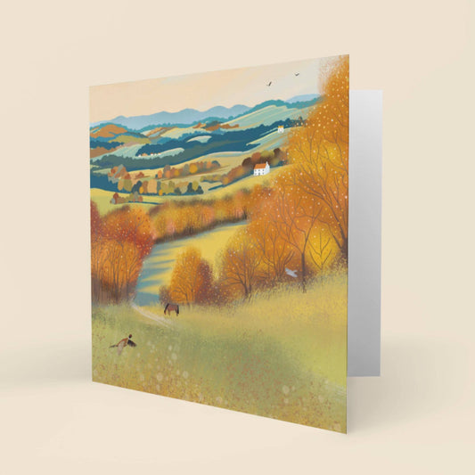 Autumn Valley greetings card. Scottish Landscape card.
