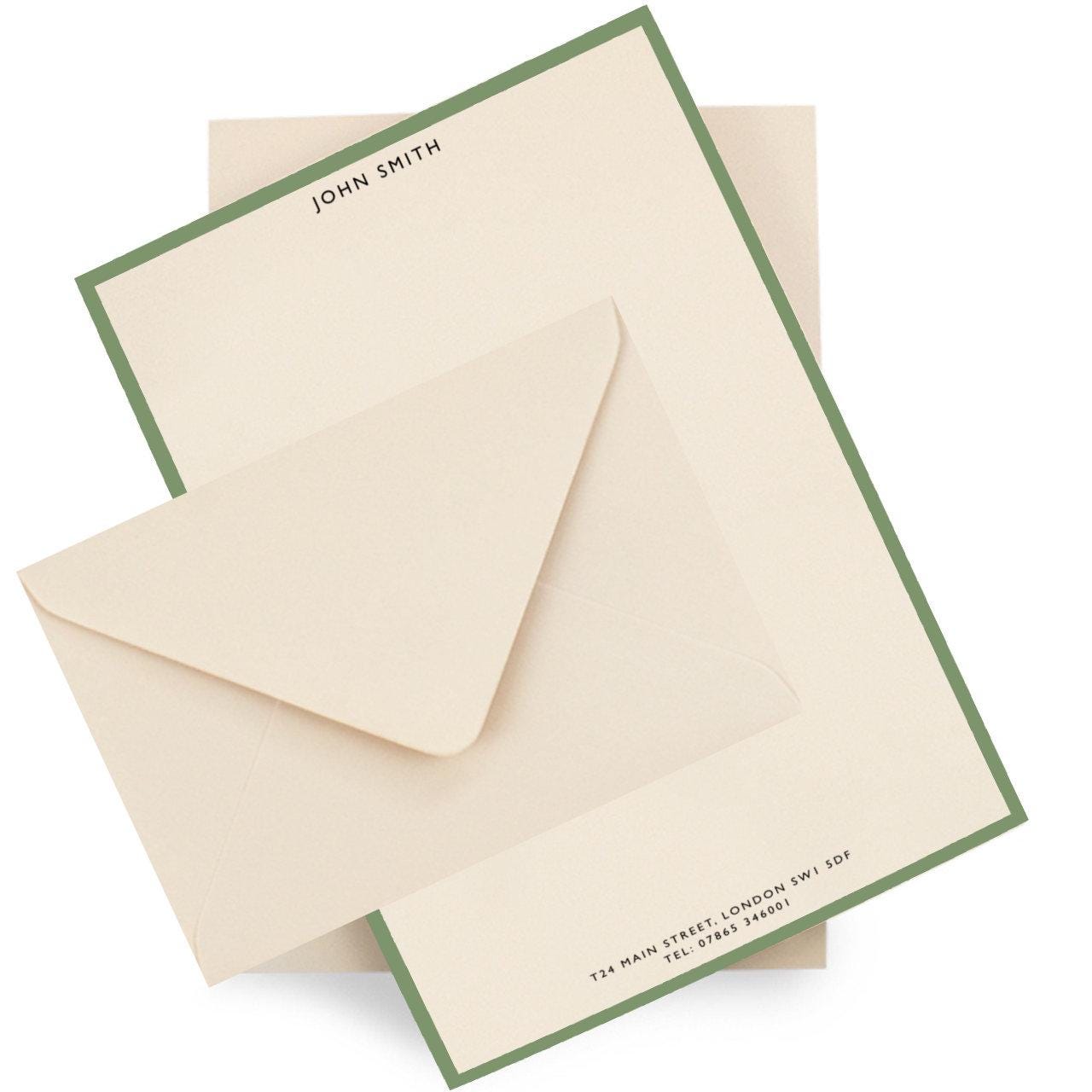 Personalised Green, Pink or Blue Border Stationery Set: A5 Luxury Letter Writing Paper