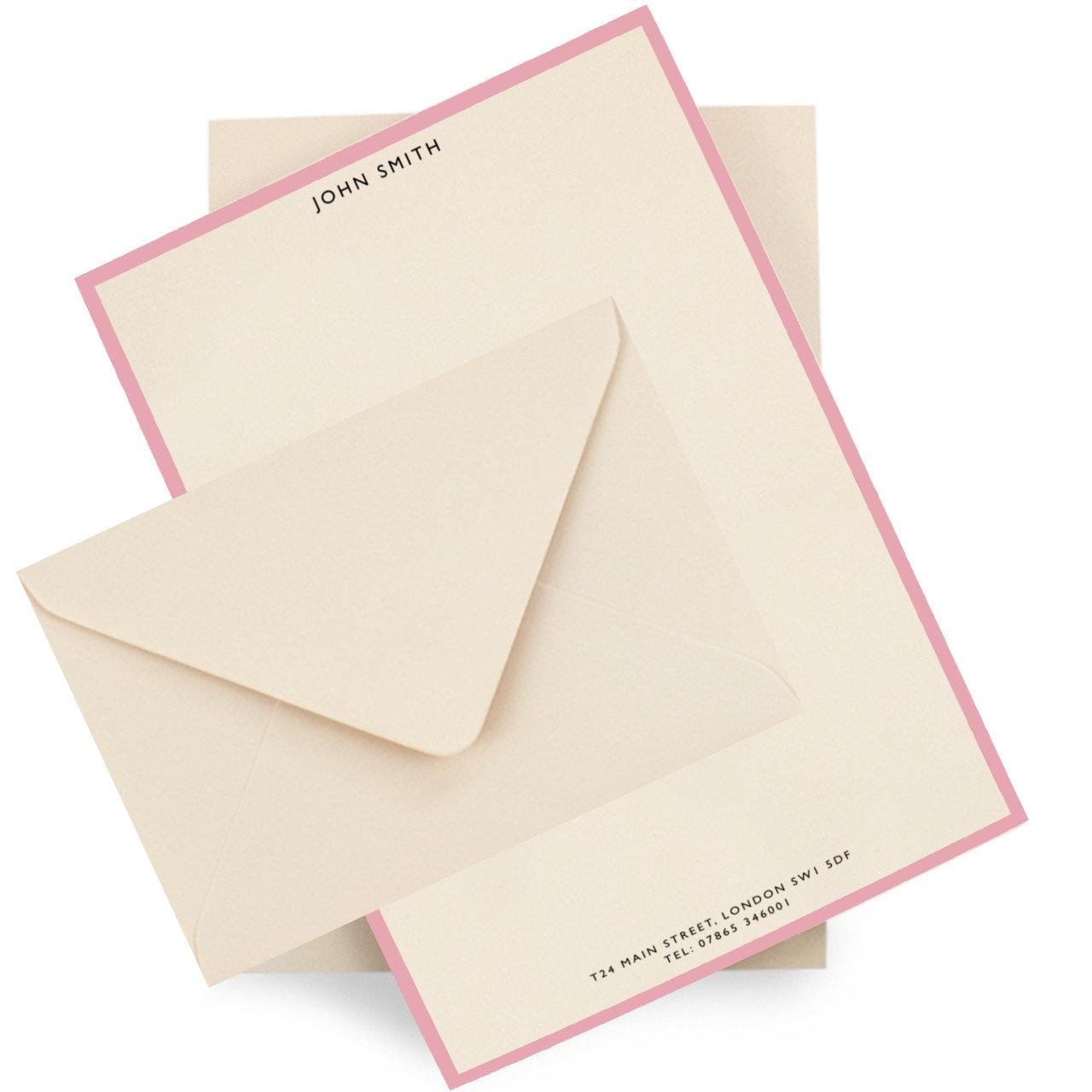 Personalised Green, Pink or Blue Border Stationery Set: A5 Luxury Letter Writing Paper