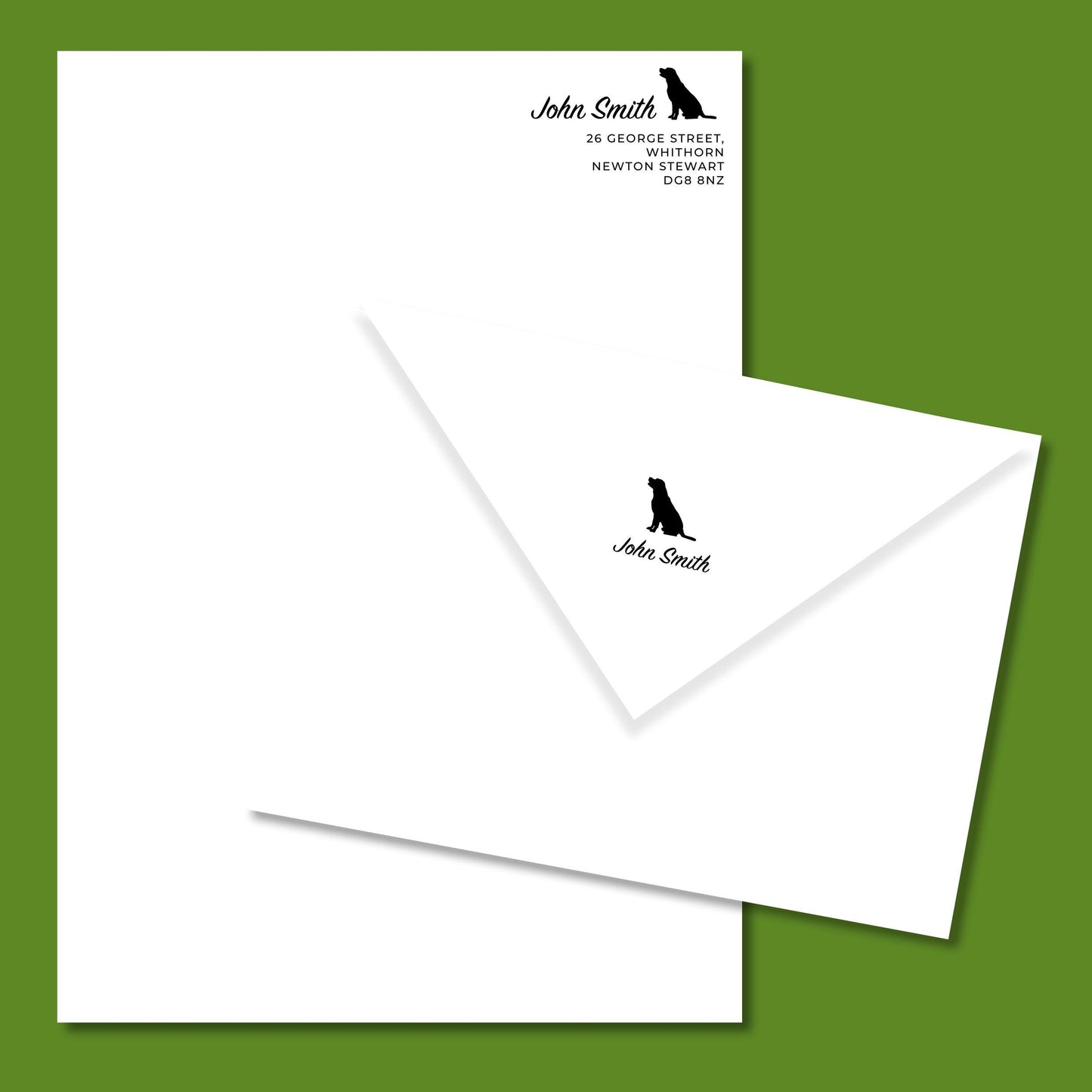 Labrador Lover Personalised Stationery. A5 Writing paper and matching envelopes. Vintage Style Notepaper and Envelopes.