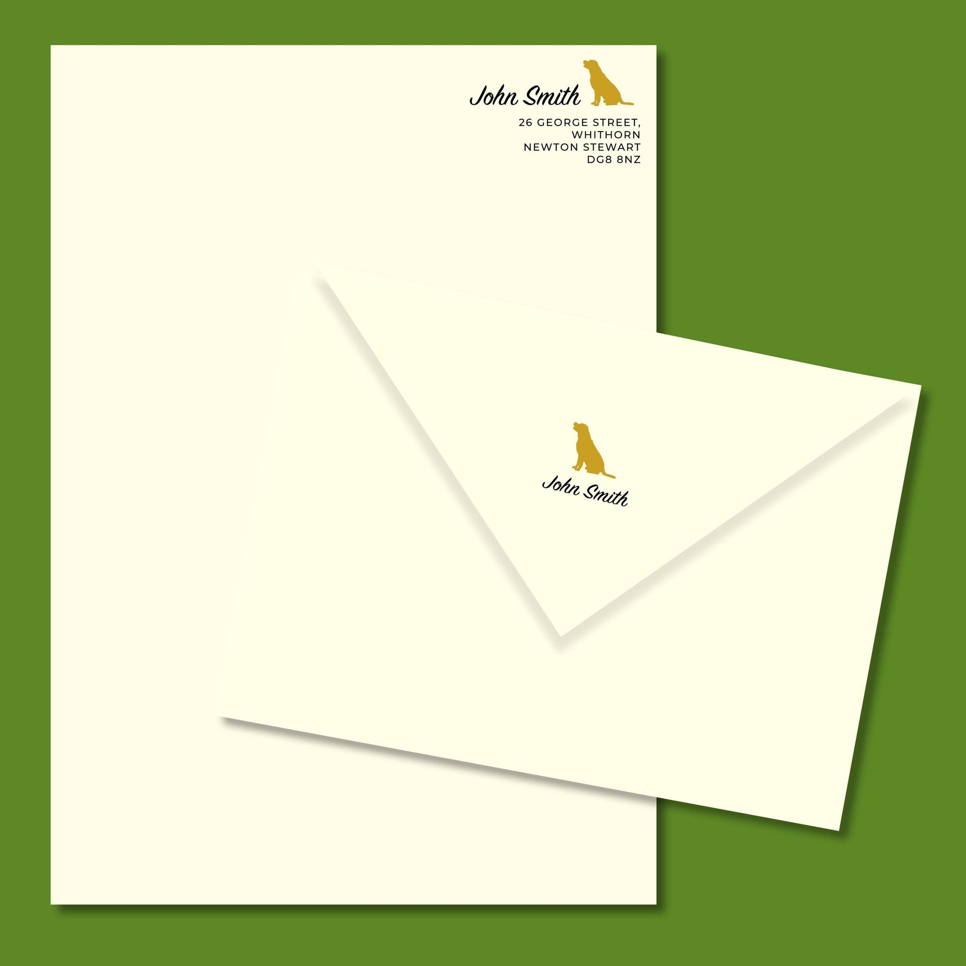 Labrador Lover Personalised Stationery. A5 Writing paper and matching envelopes. Vintage Style Notepaper and Envelopes.