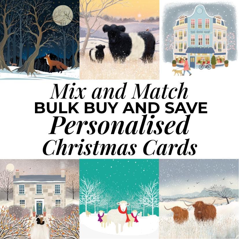 Personalised Christmas Cards - Any Mix of Designs - Bulk Pack Cards - 10, 20 or 30 cards