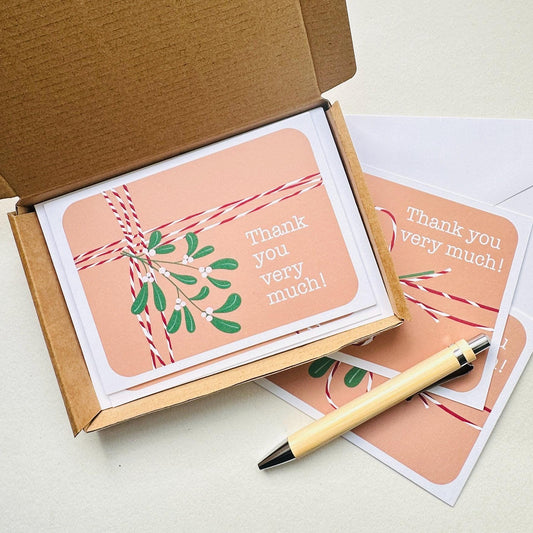 Christmas Thank You Cards: Pack off 8 A6 postcards with Envelopes