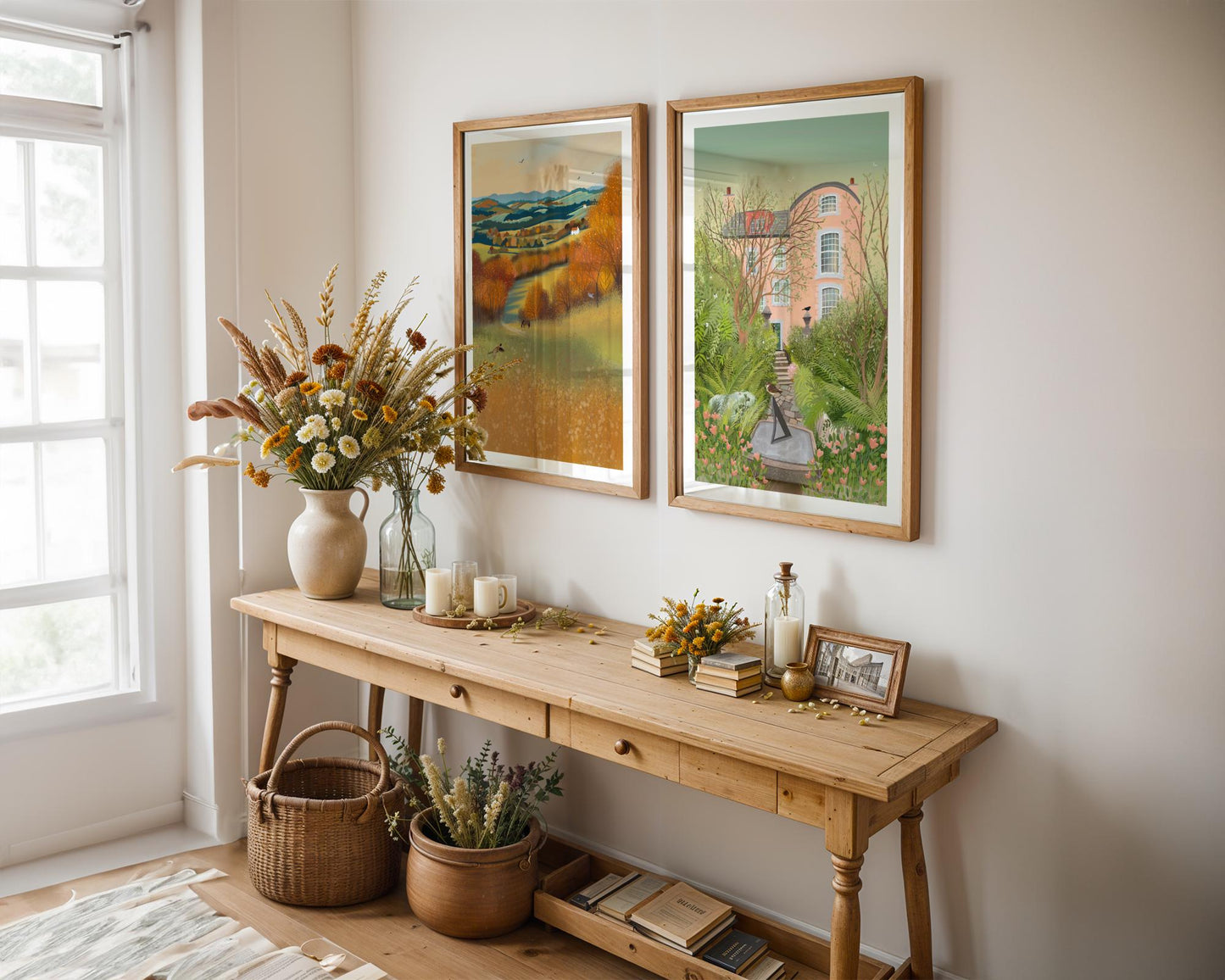 Summer Garden Art Print - Broughton House Gardens, Kircudbright - Romanticised View Of The Gardens - Modern Travel Poster