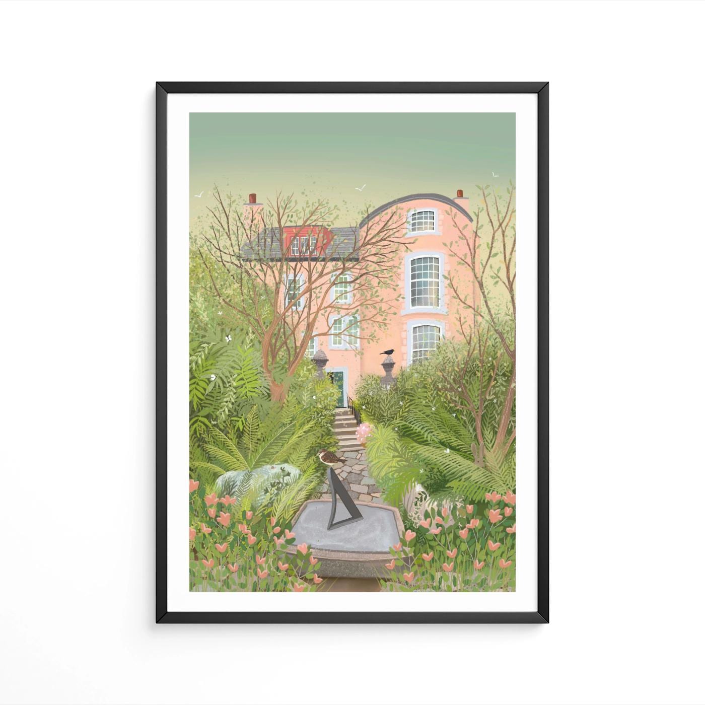 Summer Garden Art Print - Broughton House Gardens, Kircudbright - Romanticised View Of The Gardens - Modern Travel Poster