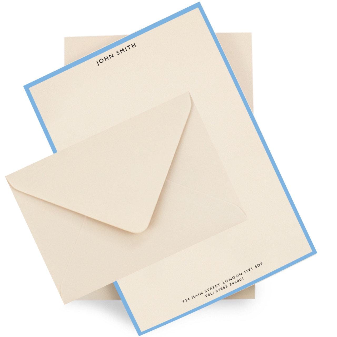 Personalised Green, Pink or Blue Border Stationery Set: A5 Luxury Letter Writing Paper