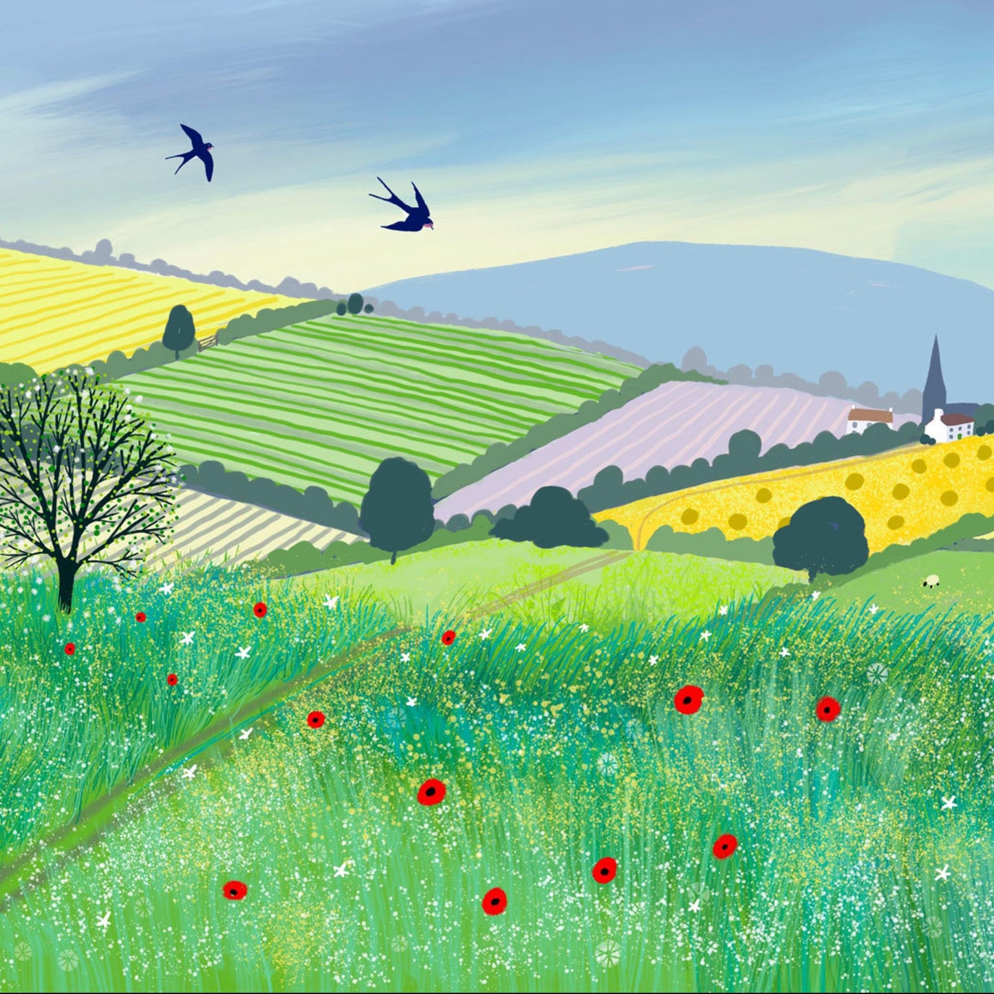 Box of Notelets from original art. Pack of Six Notelet Cards in box. Summer in the Country Designs. Small gift. Thank you cards.