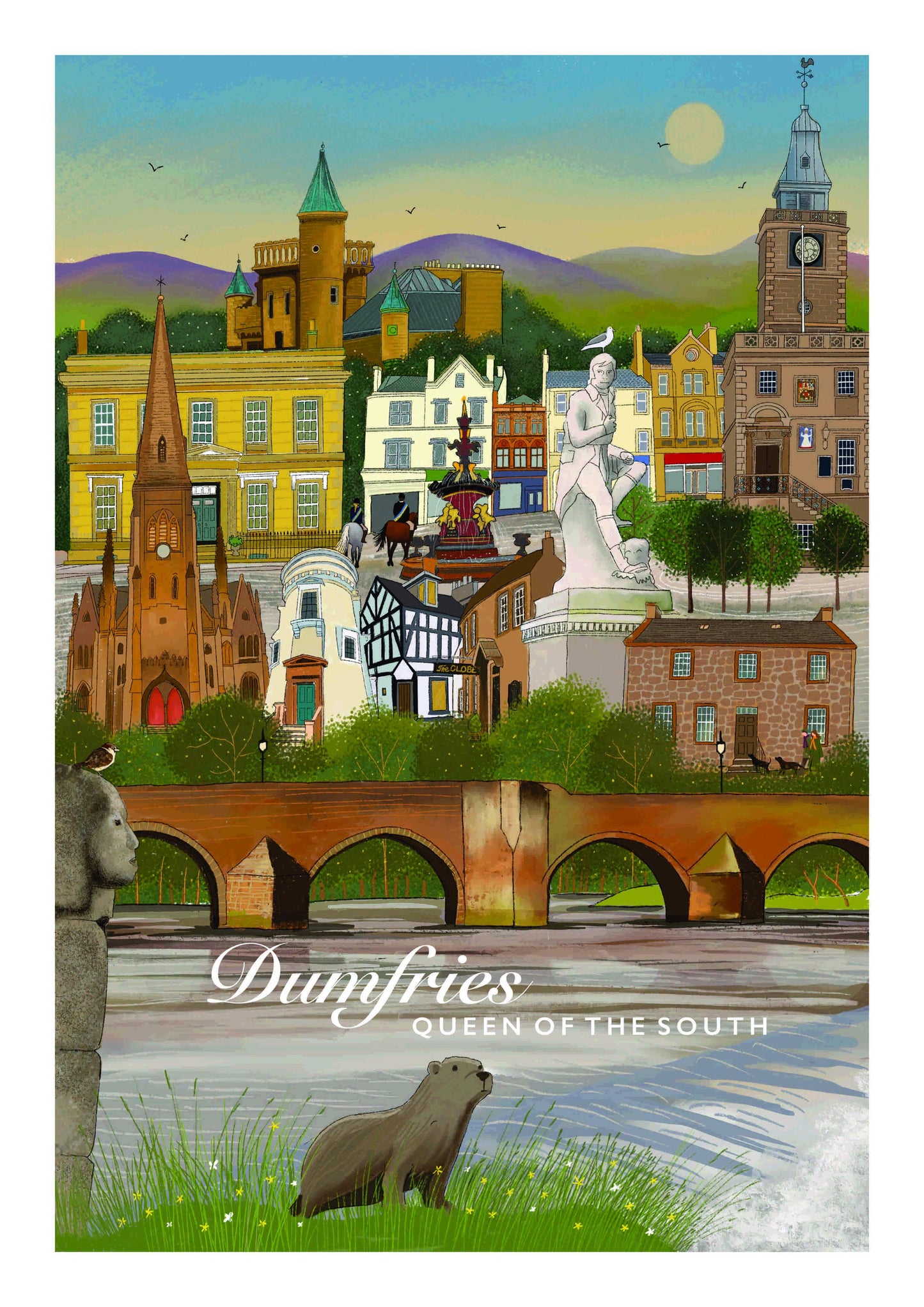 Dumfries, Queen of the South Travel Poster: Scotland Giclee Art Print