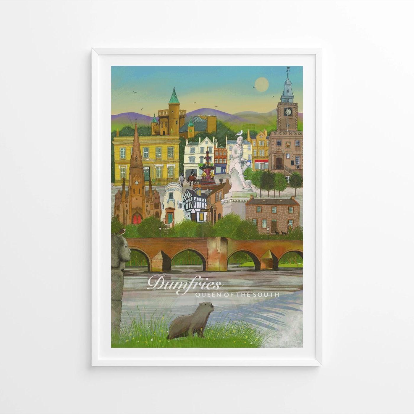 Dumfries, Queen of the South Travel Poster: Scotland Giclee Art Print