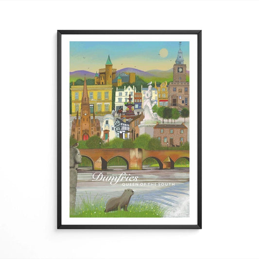 Dumfries, Queen of the South Travel Poster: Scotland Giclee Art Print
