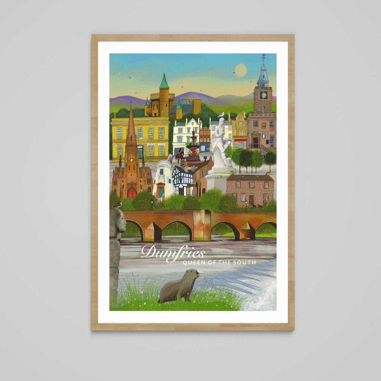Dumfries, Queen of the South Travel Poster: Scotland Giclee Art Print