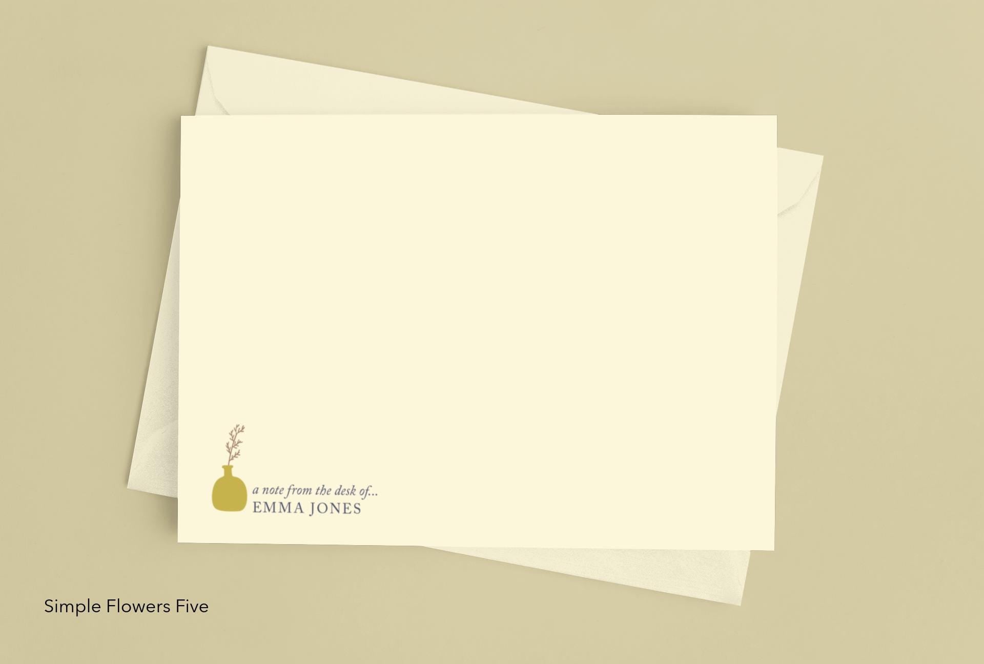 Personalised Cream Correspondence Cards and envelopes. Perfect for handwritten notes. Available with a gift box. Six designs to choose from.