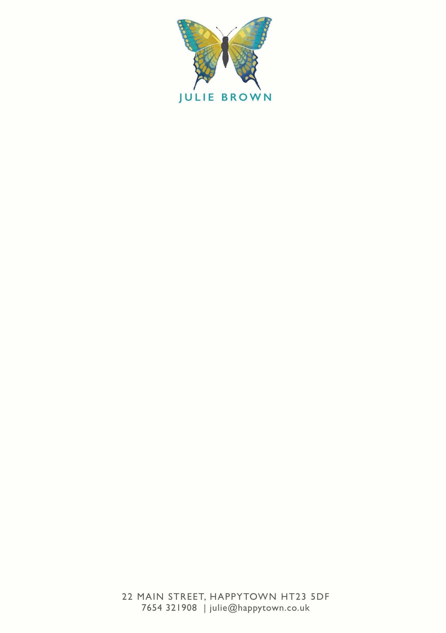 Personalised Blue Butterfly Stationery Set: A5 Writing Paper, Luxury Vintage Style Notepaper
