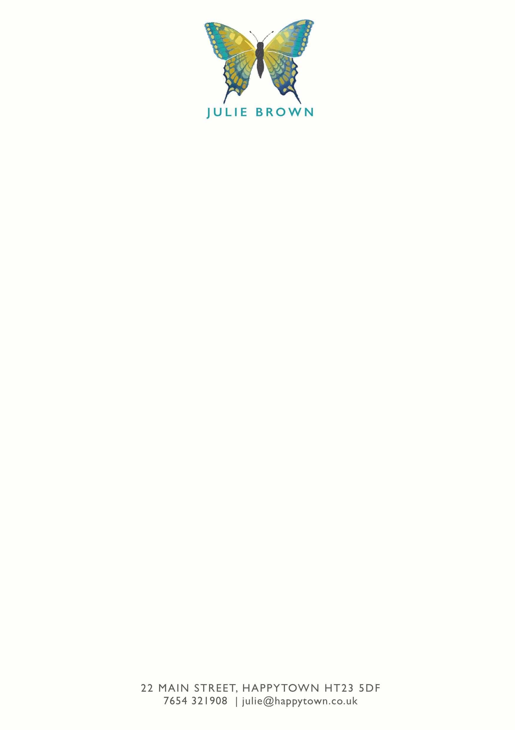 Personalised Blue Butterfly Stationery Set: A5 Writing Paper, Luxury Vintage Style Notepaper