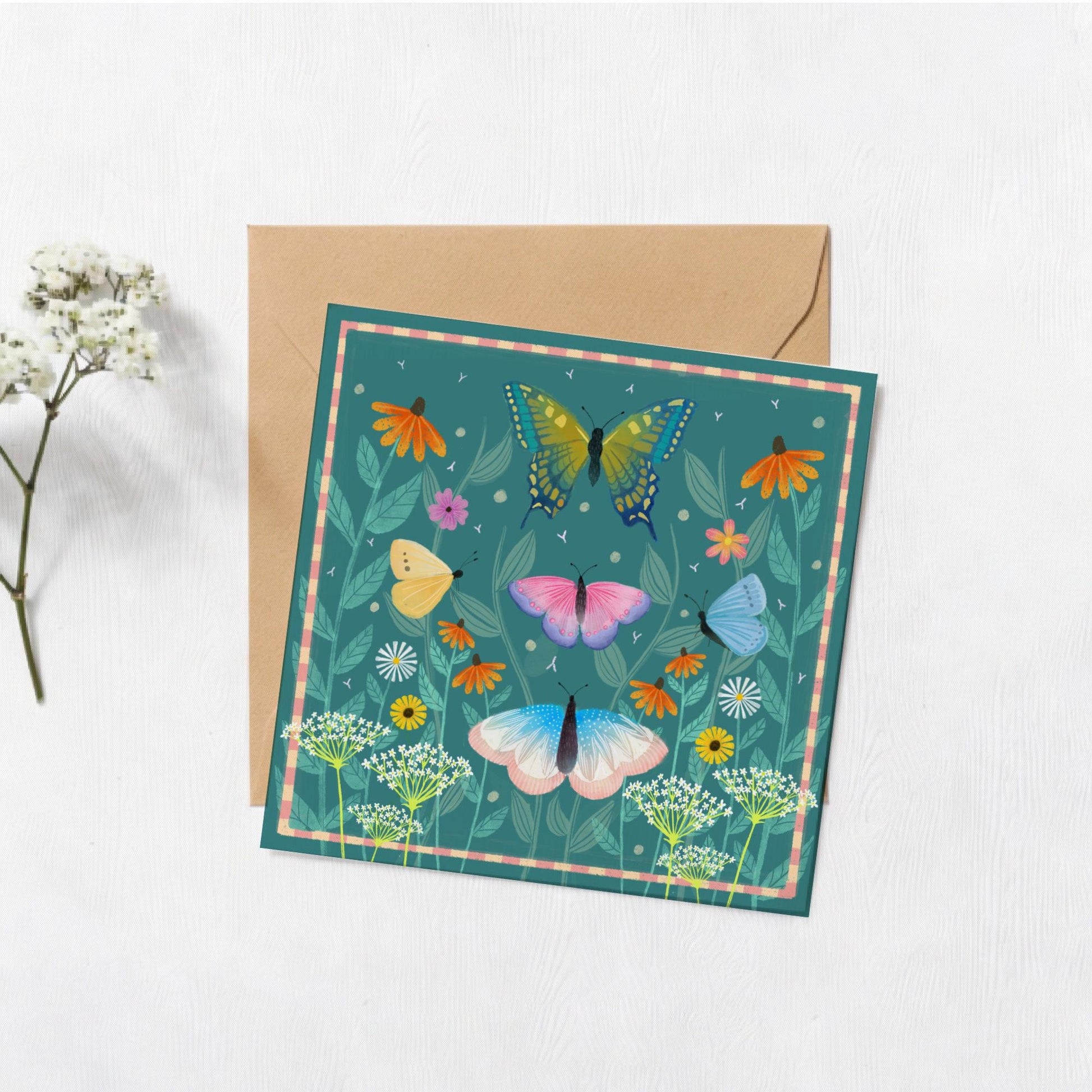 Butterfly meadow greetings card.