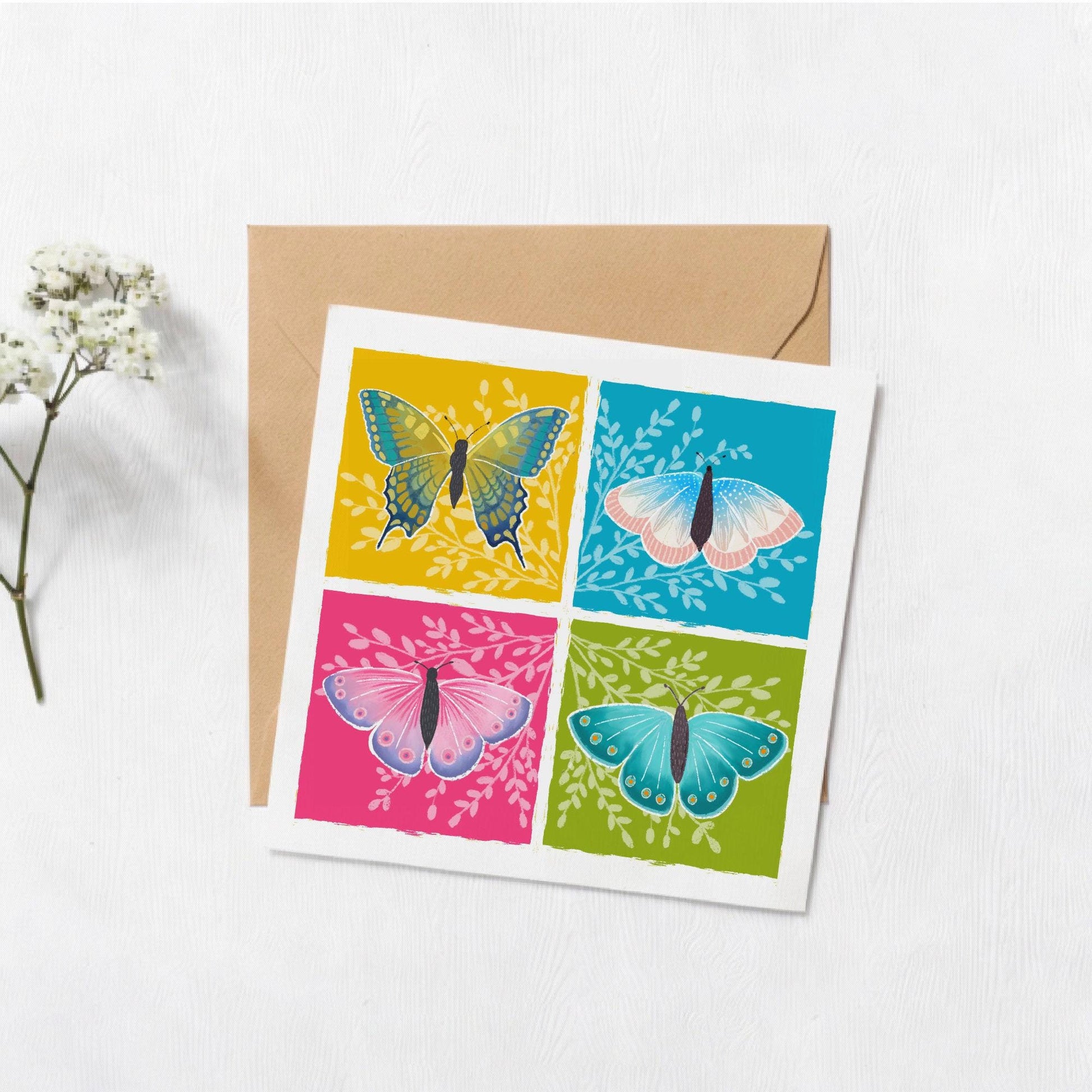 Butterfly Pop Art greetings card.