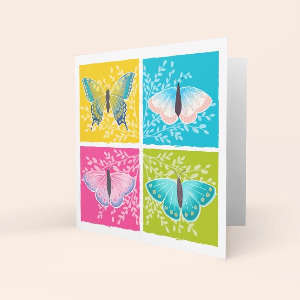 Butterfly Pop Art greetings card.