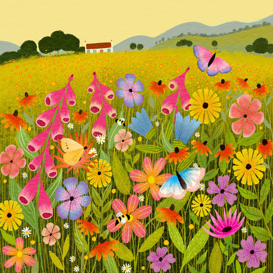 Flowerbomb Wildflower Meadow Wall Art: Farmhouse Decor, Original Art