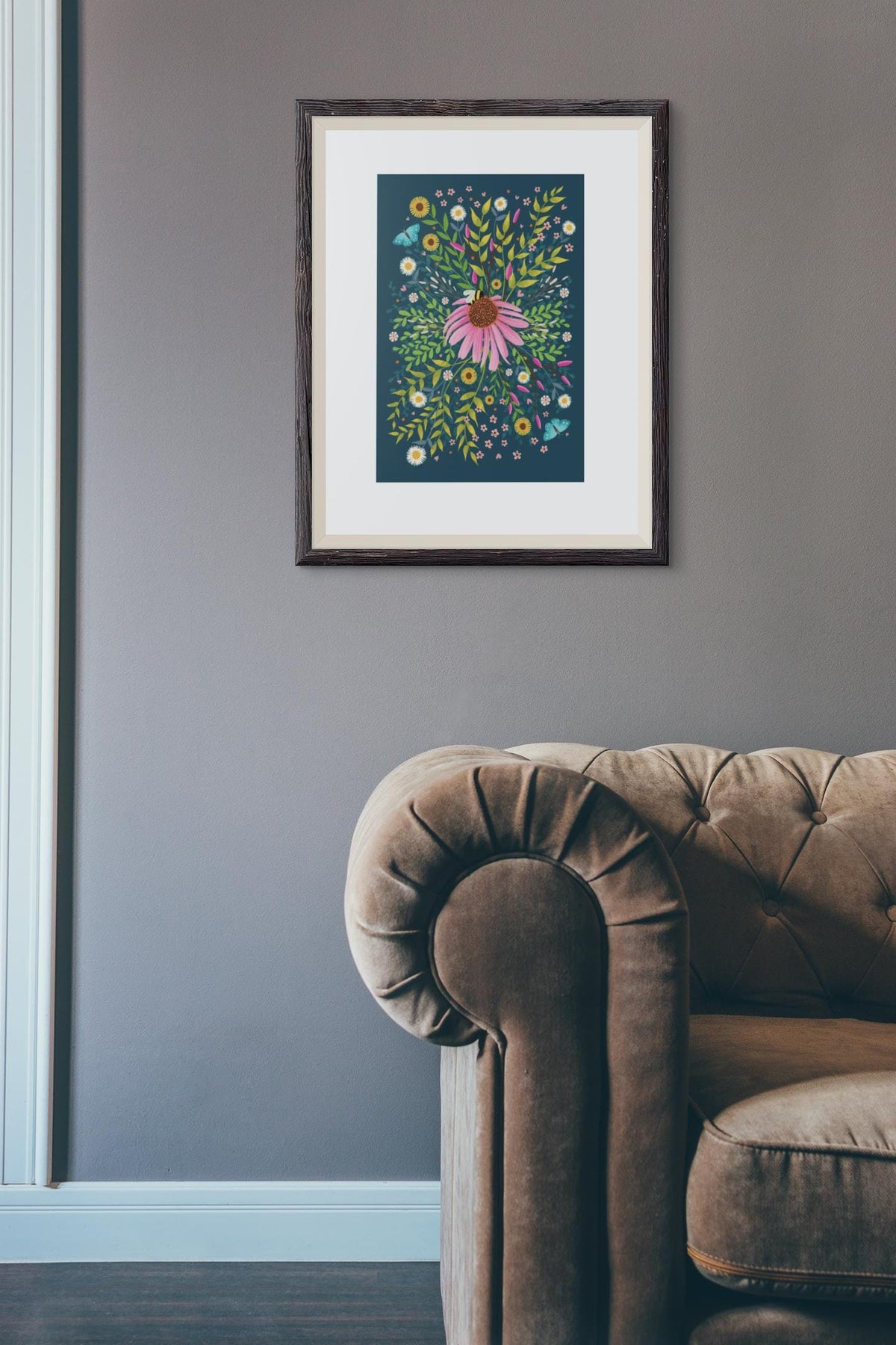 Wildflower Bouquet Wall Art: bright and colourful floral original artwork