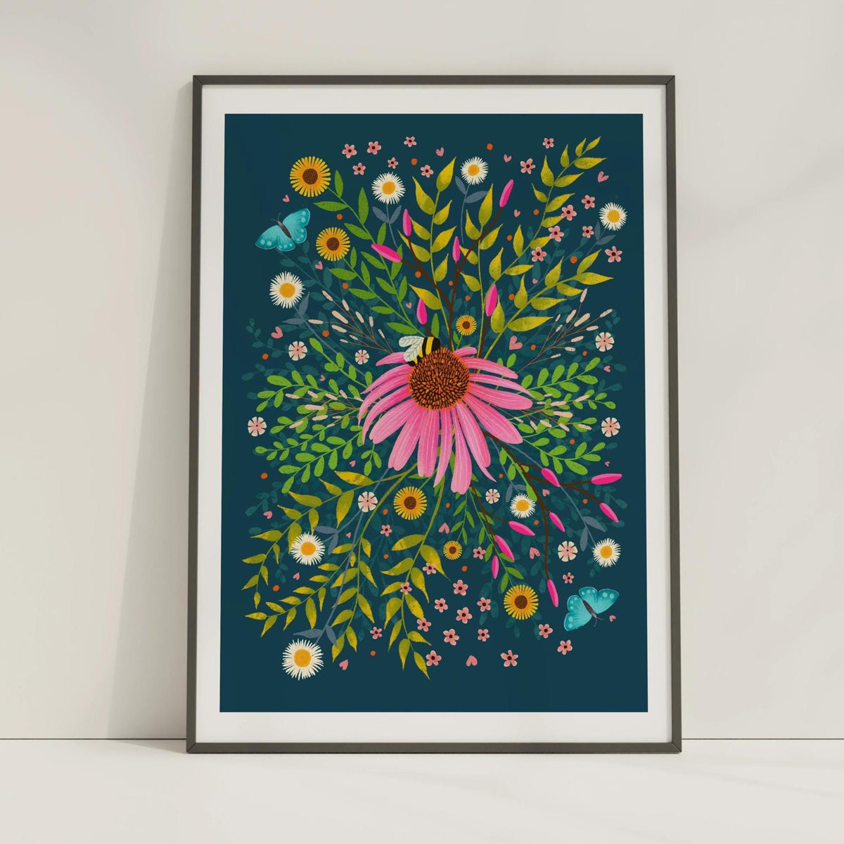 Wildflower Bouquet Wall Art: bright and colourful floral original artwork