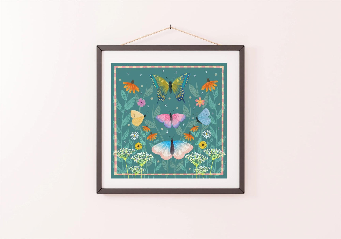 Butterfly Meadow Wall Art: Farmhouse Decor, Original Art
