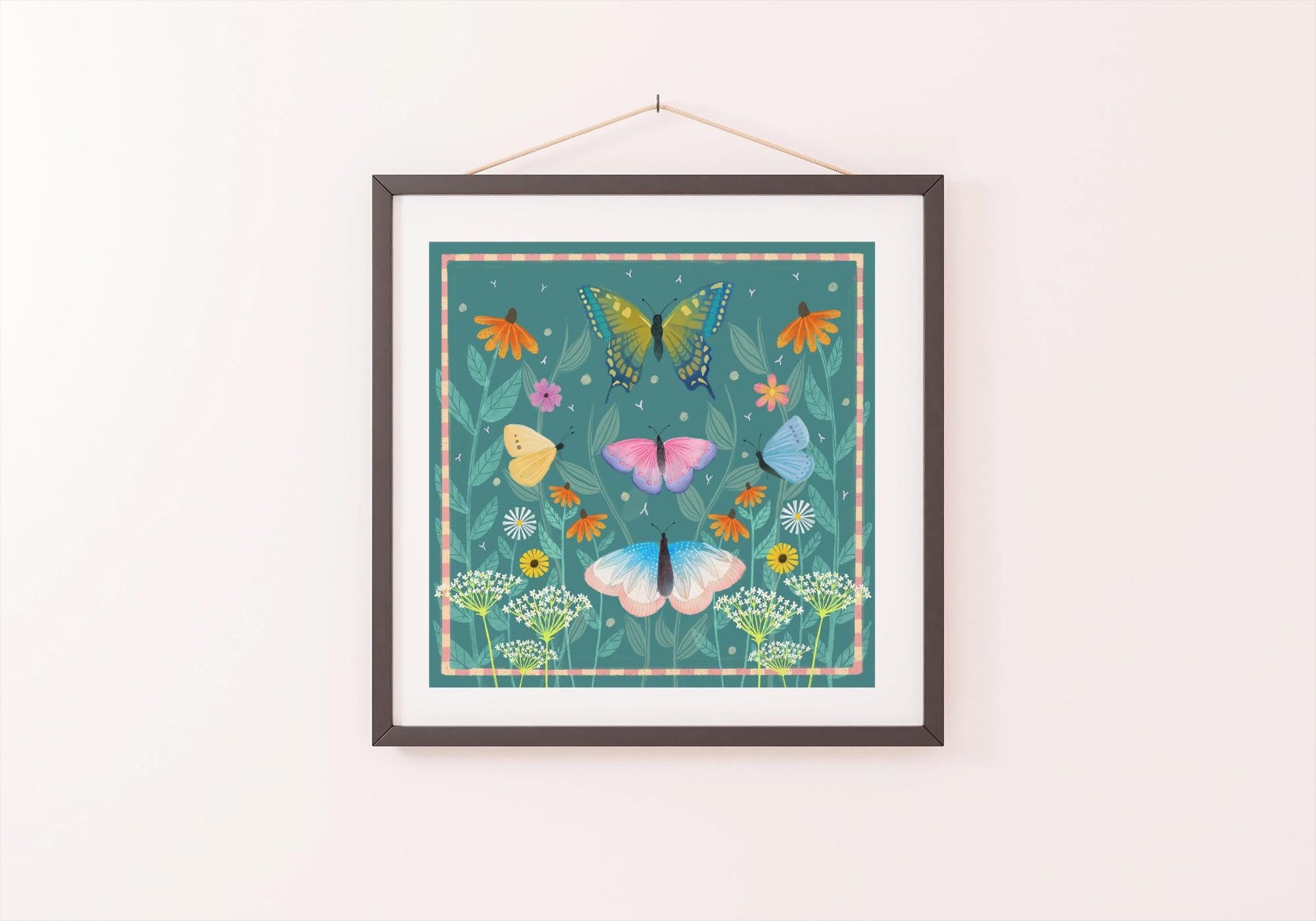 Butterfly Meadow Wall Art: Farmhouse Decor, Original Art