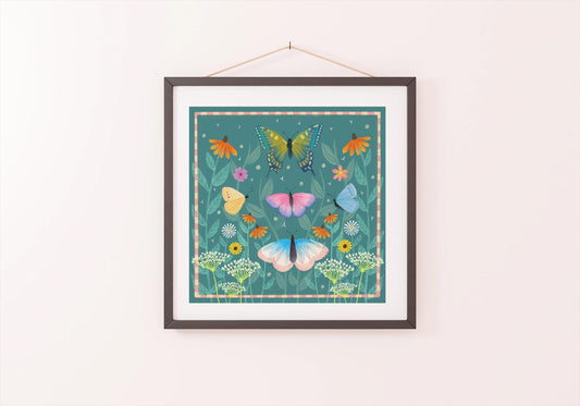 Butterfly Meadow Wall Art: Farmhouse Decor, Original Art