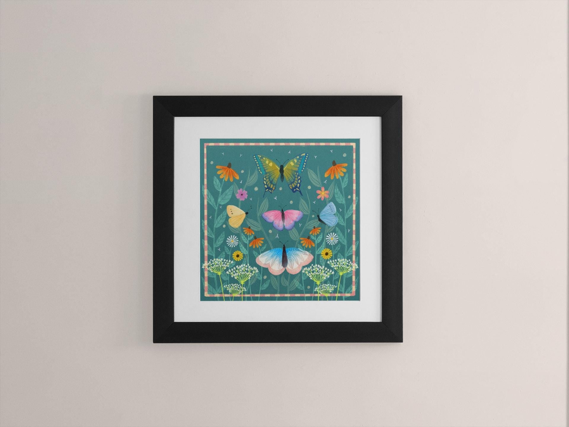 Butterfly Meadow Wall Art: Farmhouse Decor, Original Art
