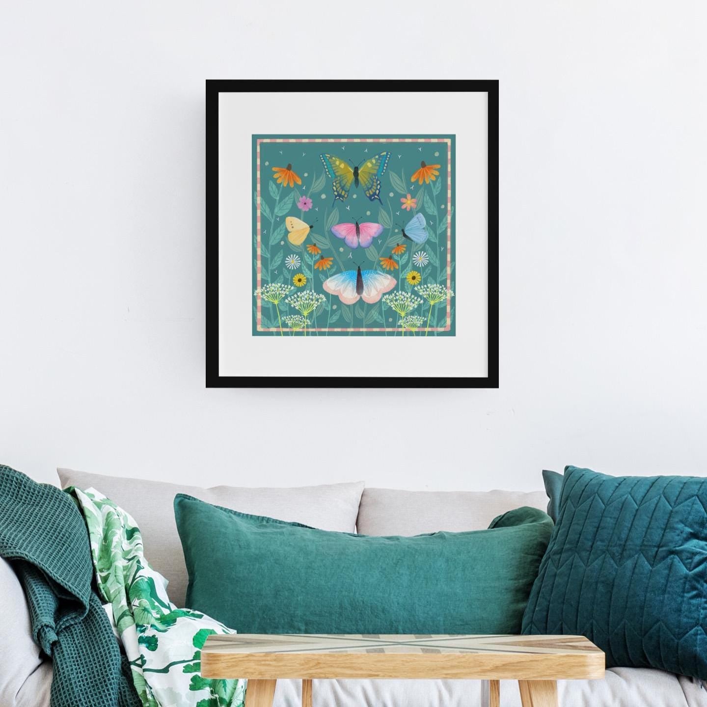 Butterfly Meadow Wall Art: Farmhouse Decor, Original Art