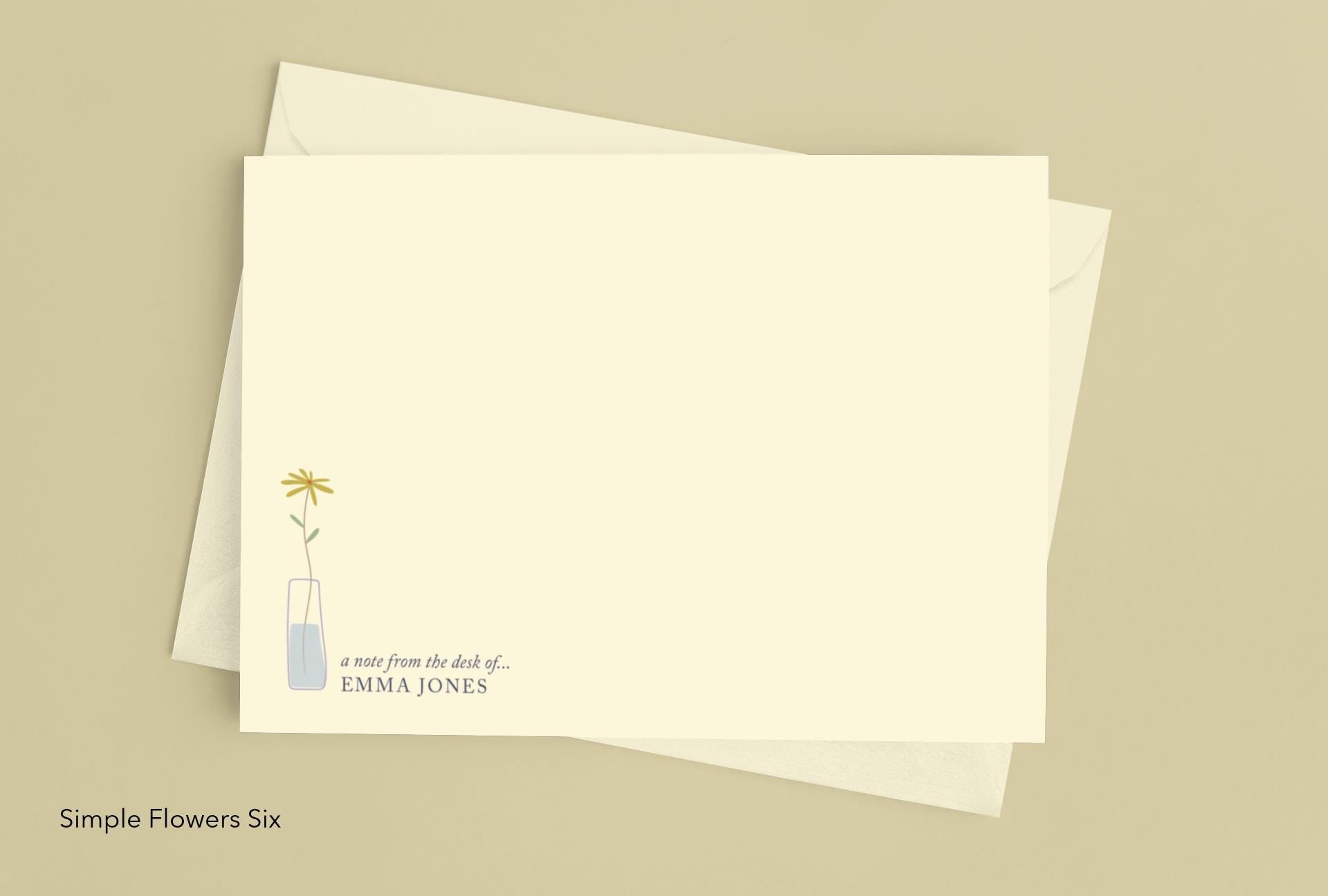 Personalised Cream Correspondence Cards and envelopes. Perfect for handwritten notes. Available with a gift box. Six designs to choose from.